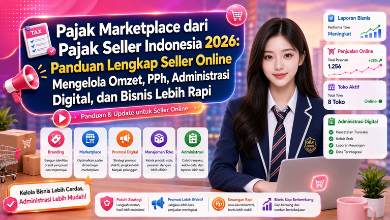 Pajak Marketplace dari Pajak Seller Indonesia 2026: Panduan Lengkap Seller Online Mengelola Omzet, PPh, Administrasi Digital, dan Bisnis Lebih Rapi